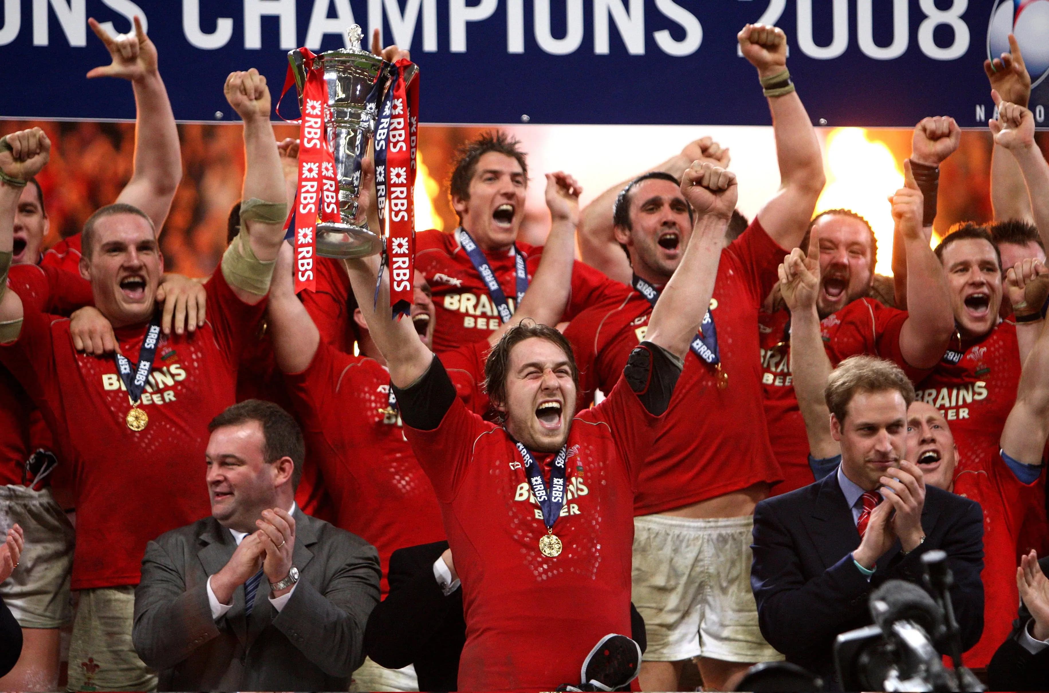 Wales players – including a large contengent of Ospreys – celebrate the 2008 Grand Slam. Pic: Alamy