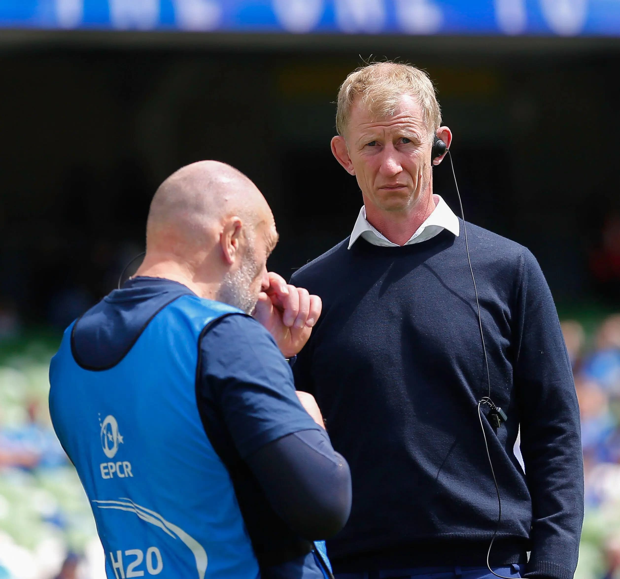 Leo Cullen with Leinster colleague Robin McBryde.. Pic. Alamy