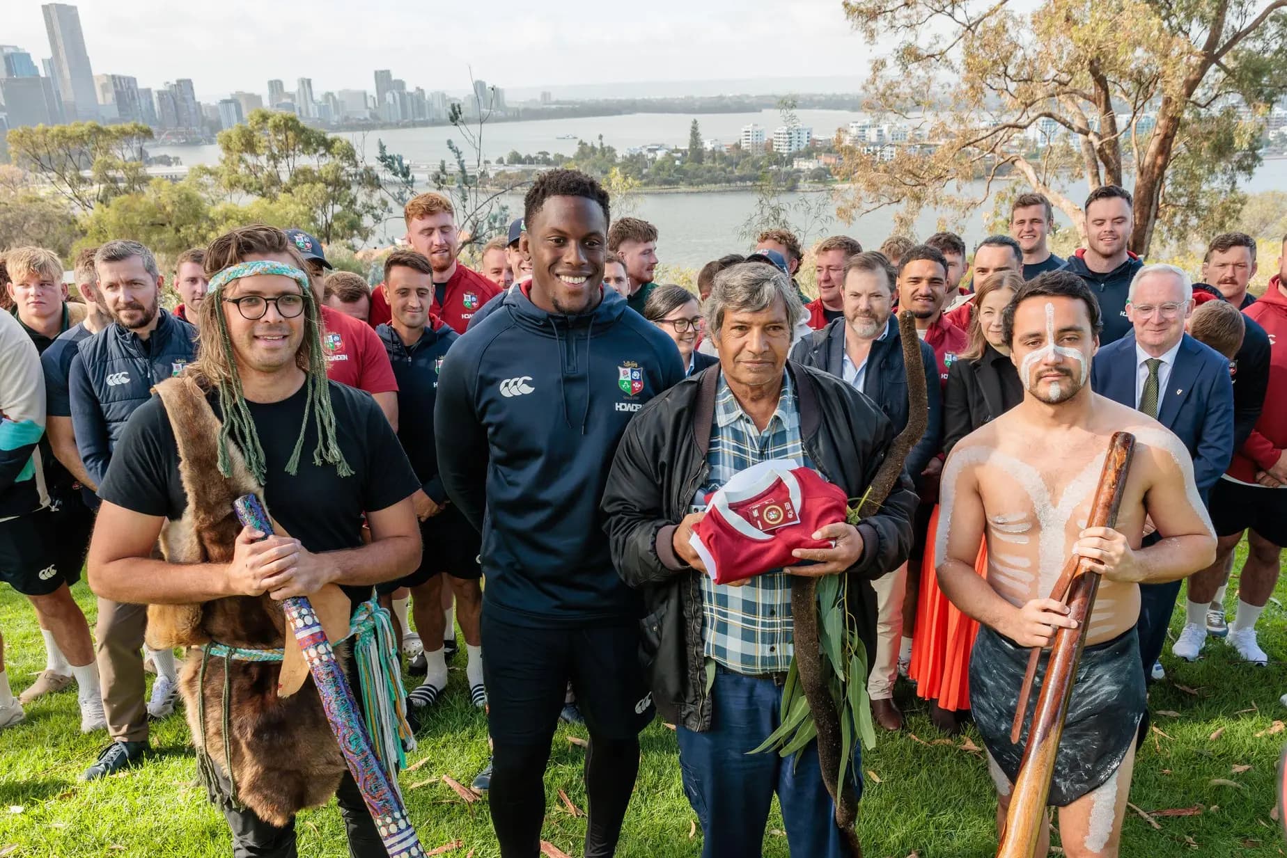 British & Irish Lions captain Maro Itoje at a welcming party in Perth.Pic. Alamy