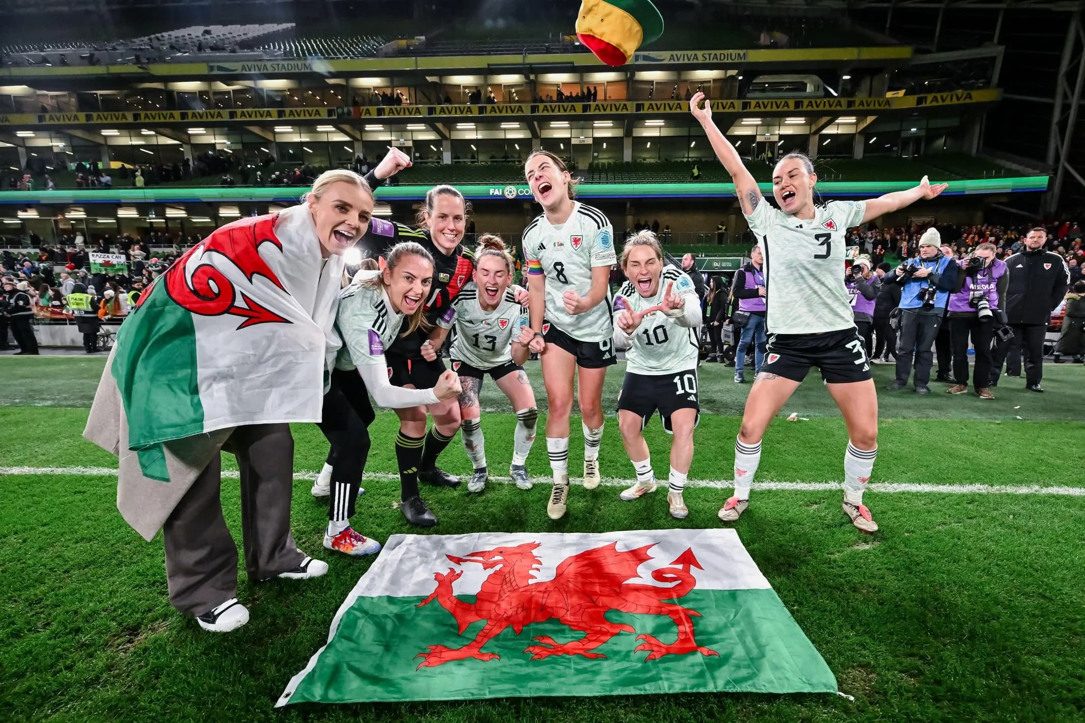 Wales players celebrate. Pic: Alamy