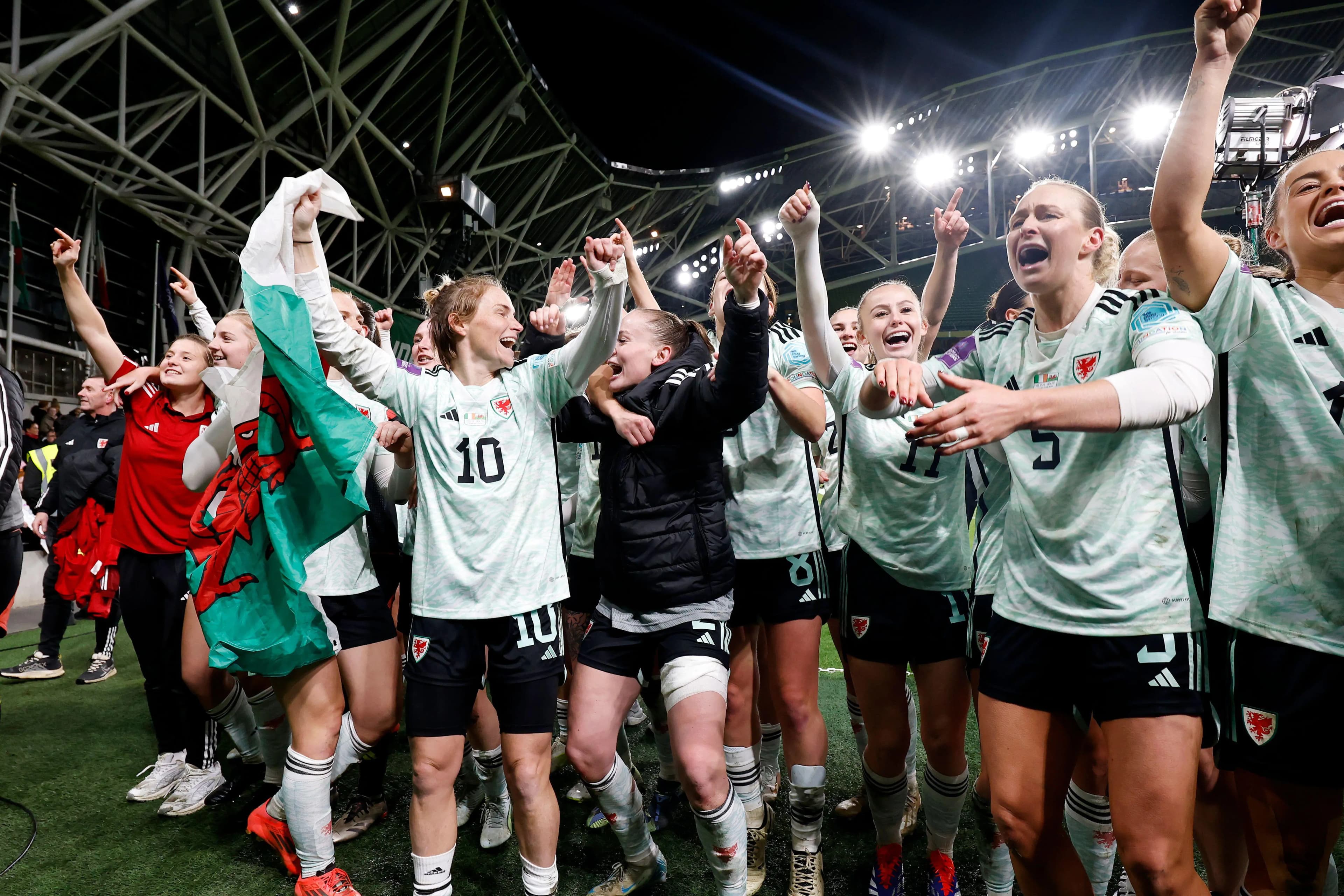 Wales celebrate after qualifying for Euro 2025. Pic:Alamy
