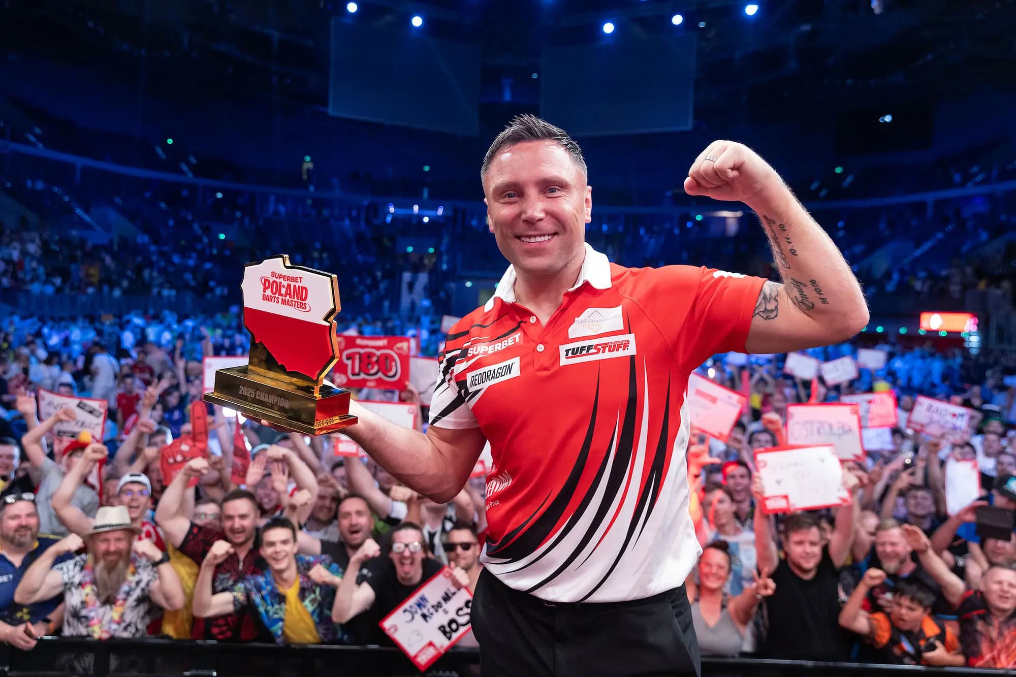 Gerwyn Price celebrates. Pic: Simon O'Connor/PDC