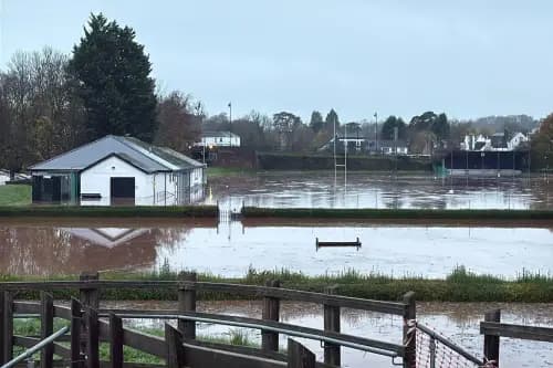 Recent flooding left Monmouth's sports grounds under water. Pic: James Townley.