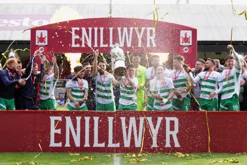 The New Saints celebrate their JD Welsh Cup triumph. Pic: FAW