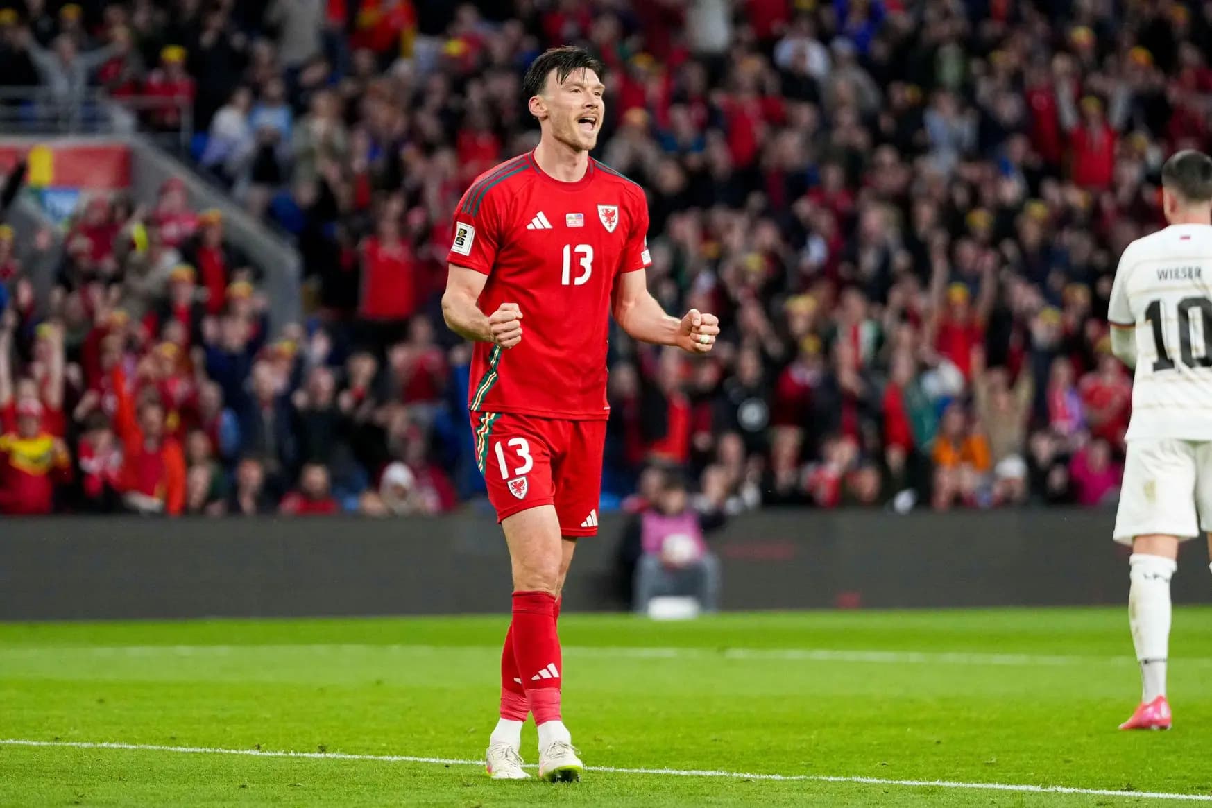 Kieffer Moore of Wales. Pic. Alamy