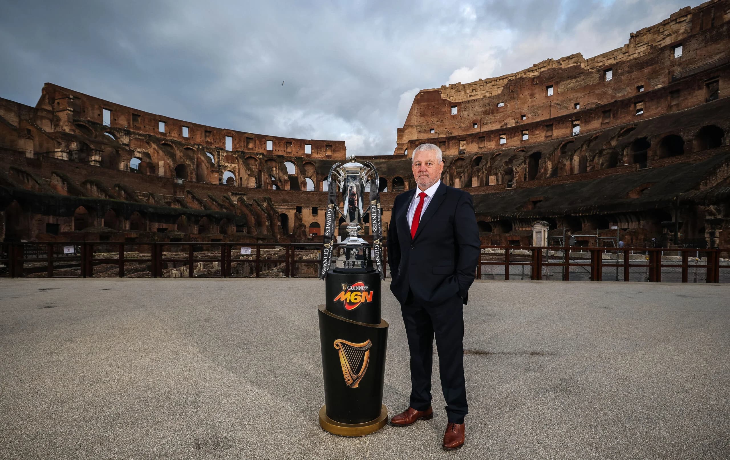 Wales’ head coach Warren Gatland at the launch of the 2025 Guinness Men’s Six Nations Championship at the Colosseum in Rome. Pic: INPHO/Billy Stickland