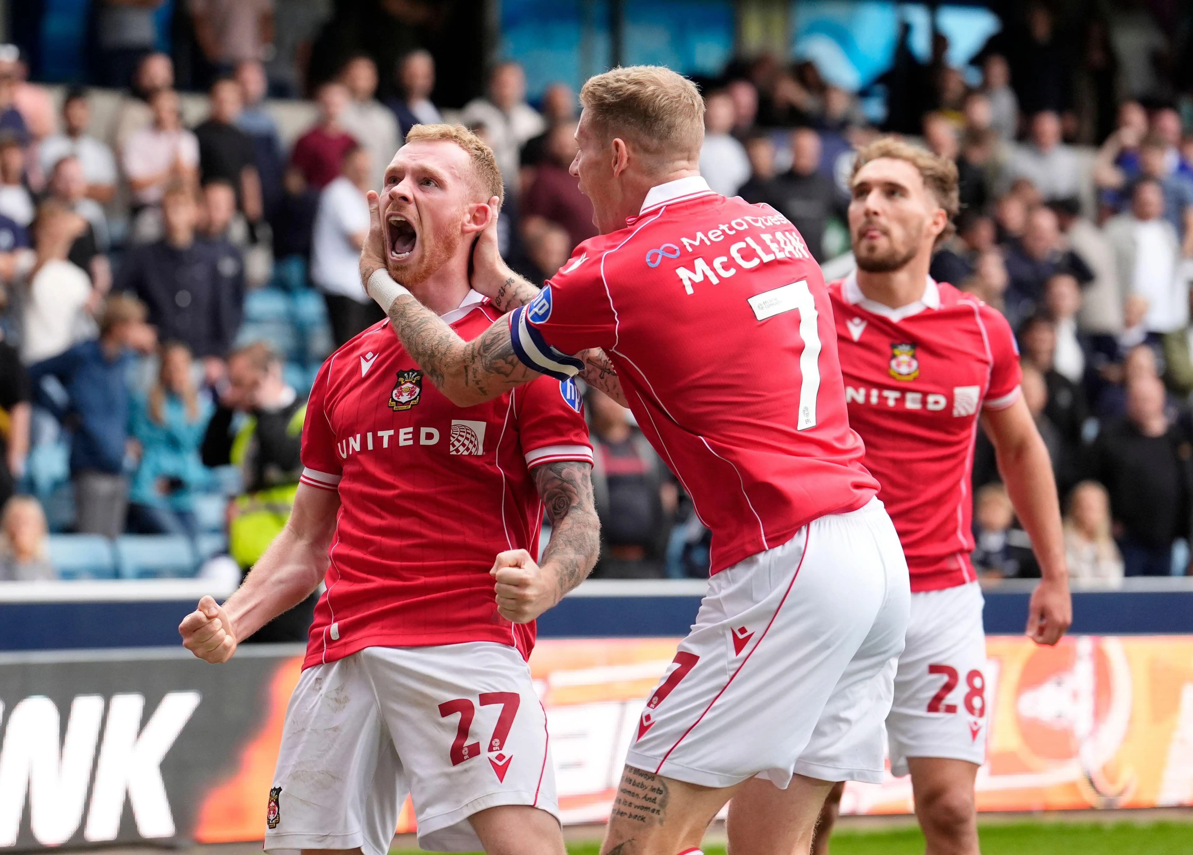 Wrexham's Lewis O'Brien celebrates. Pic: Alamy