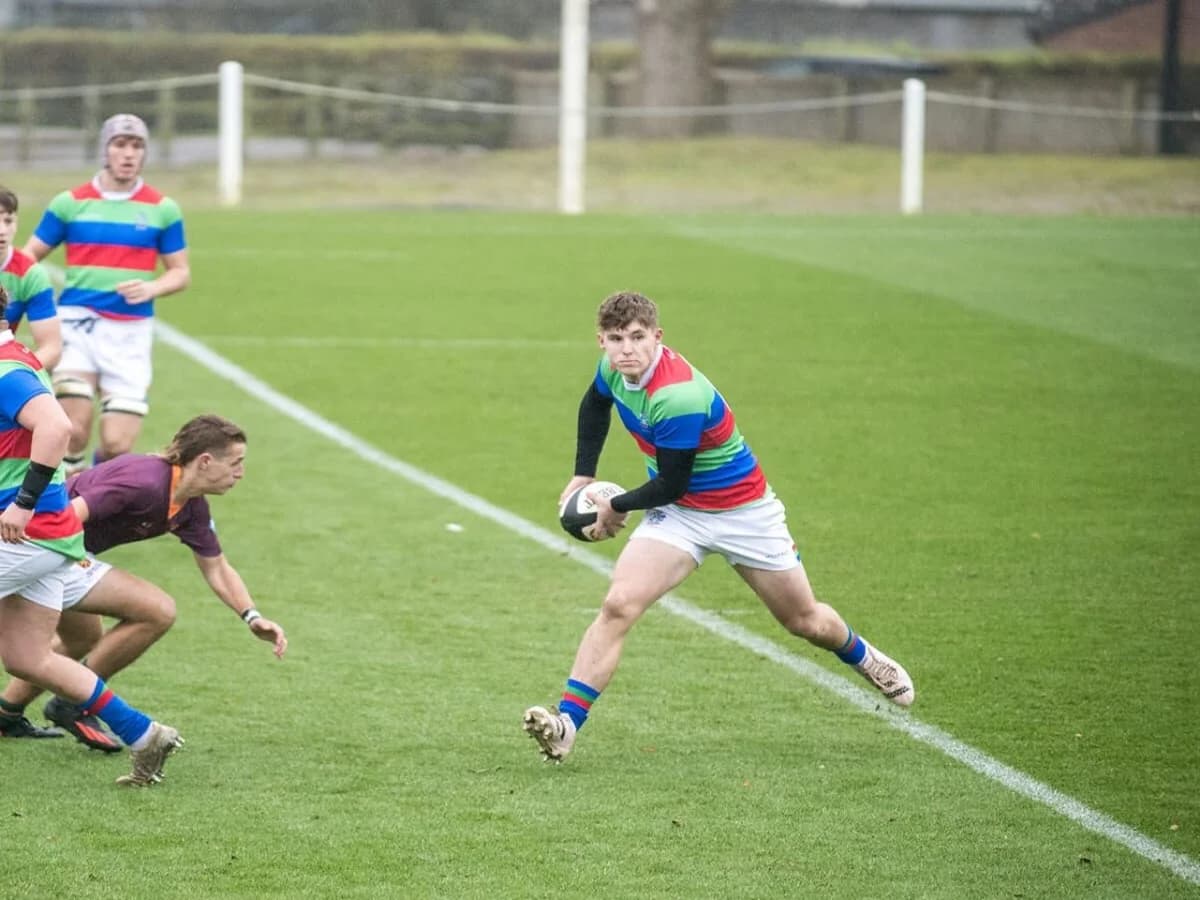 Wales U20 centre Steff Emanuel in action for Millfield School. Pic: Millfield