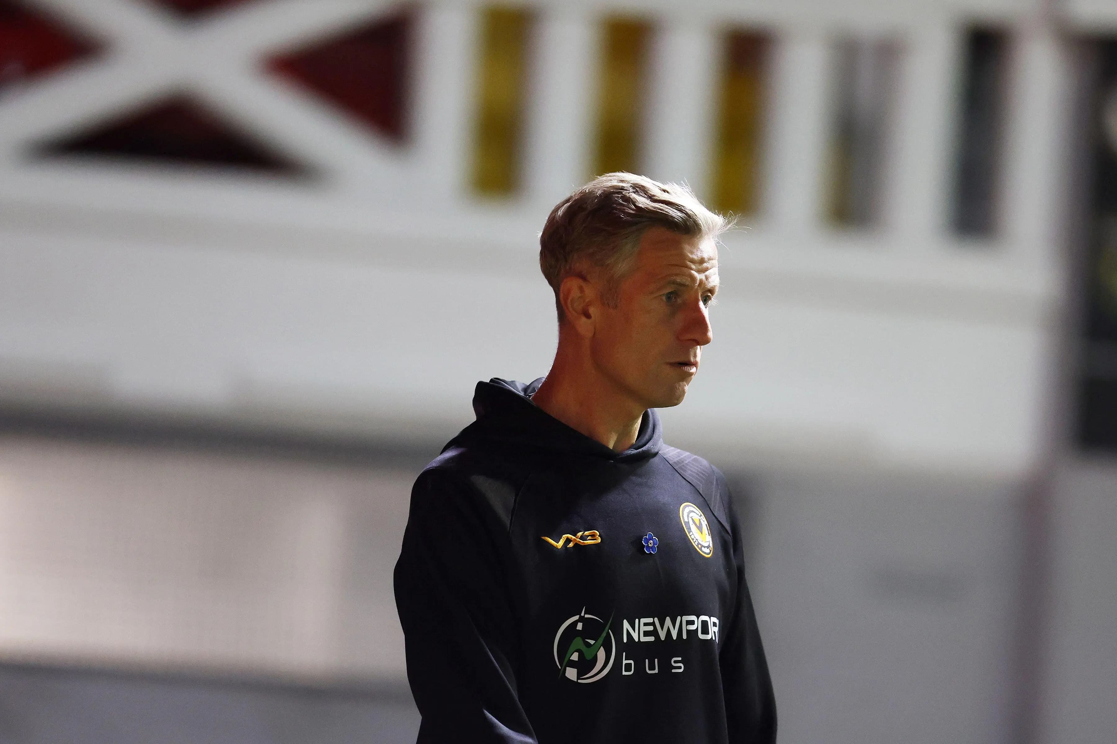 David Hughes, head coach of Newport County. Pic. Alamy