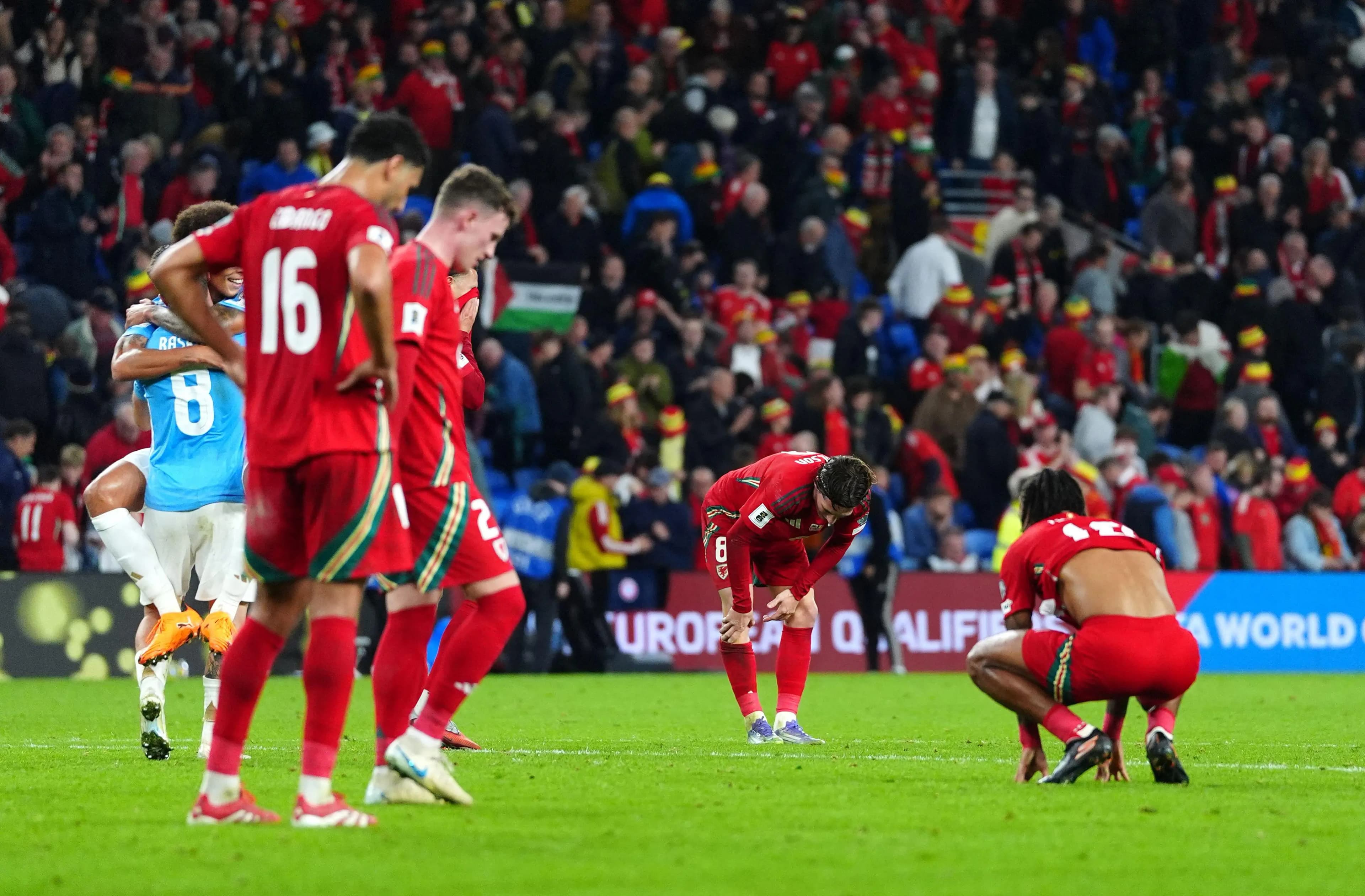 Wales players were left dejected after defeat to Belgium. Pic: Alamy