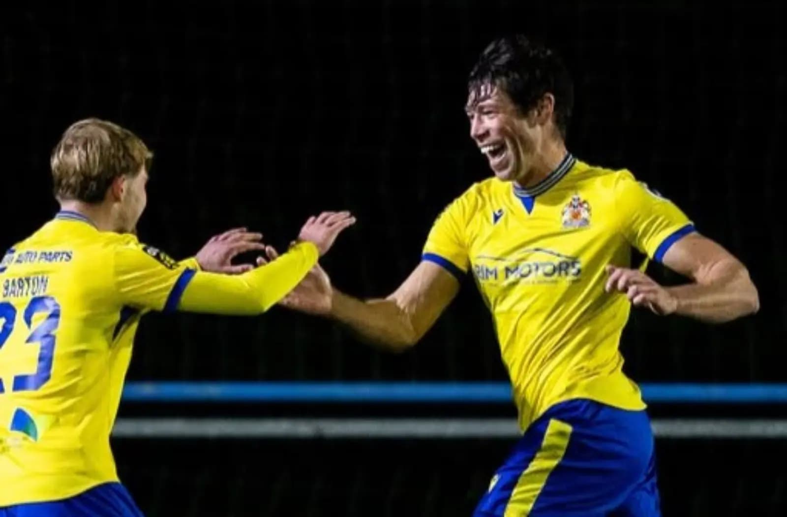 Barry Town United striker Will Richards celebrates scoring. Pic: FAW