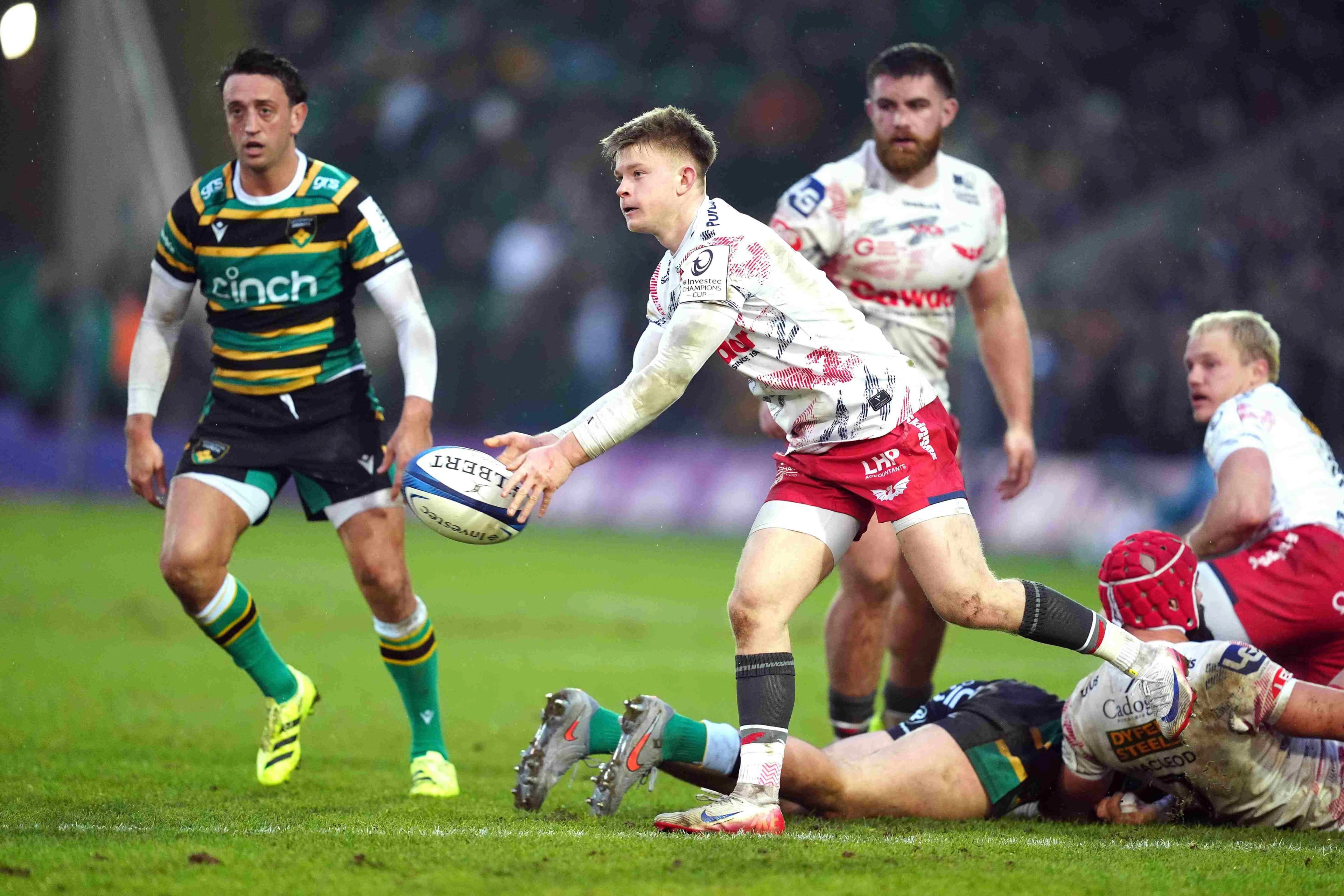 Scarlets' Archie Hughes in action against Northampton. Pic: Alamy