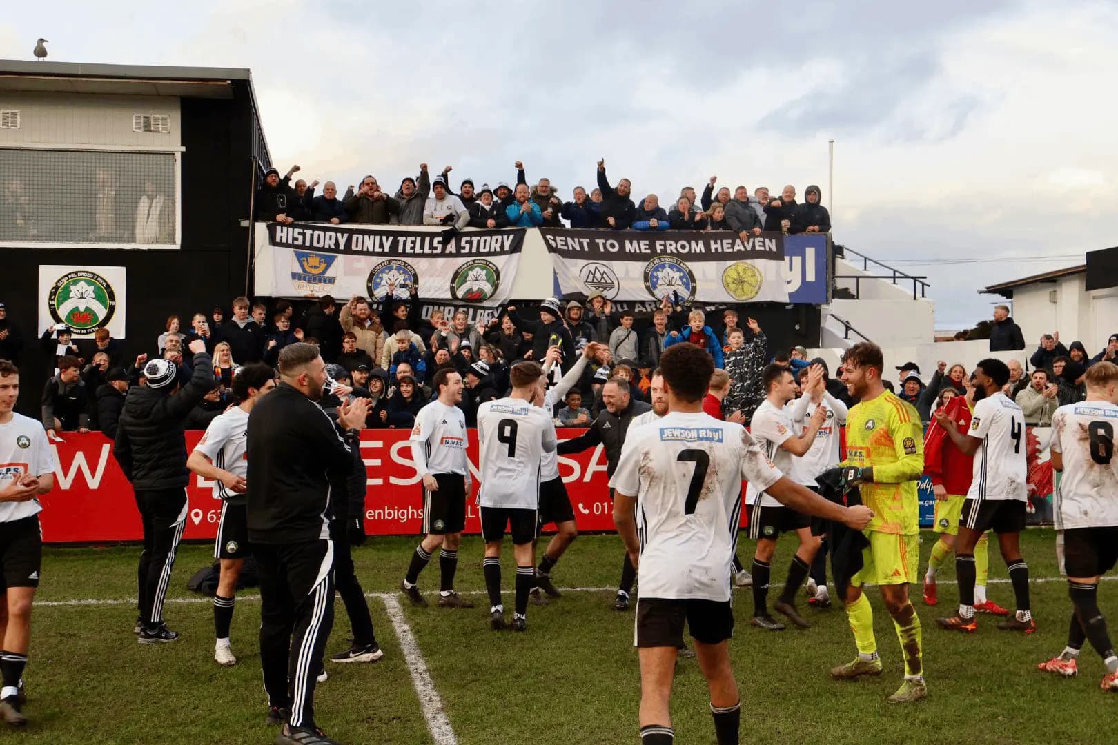 Rhyl players celebrate their JD Welsh Cup victory over Barry Town United. Pic: Rhyl 1879