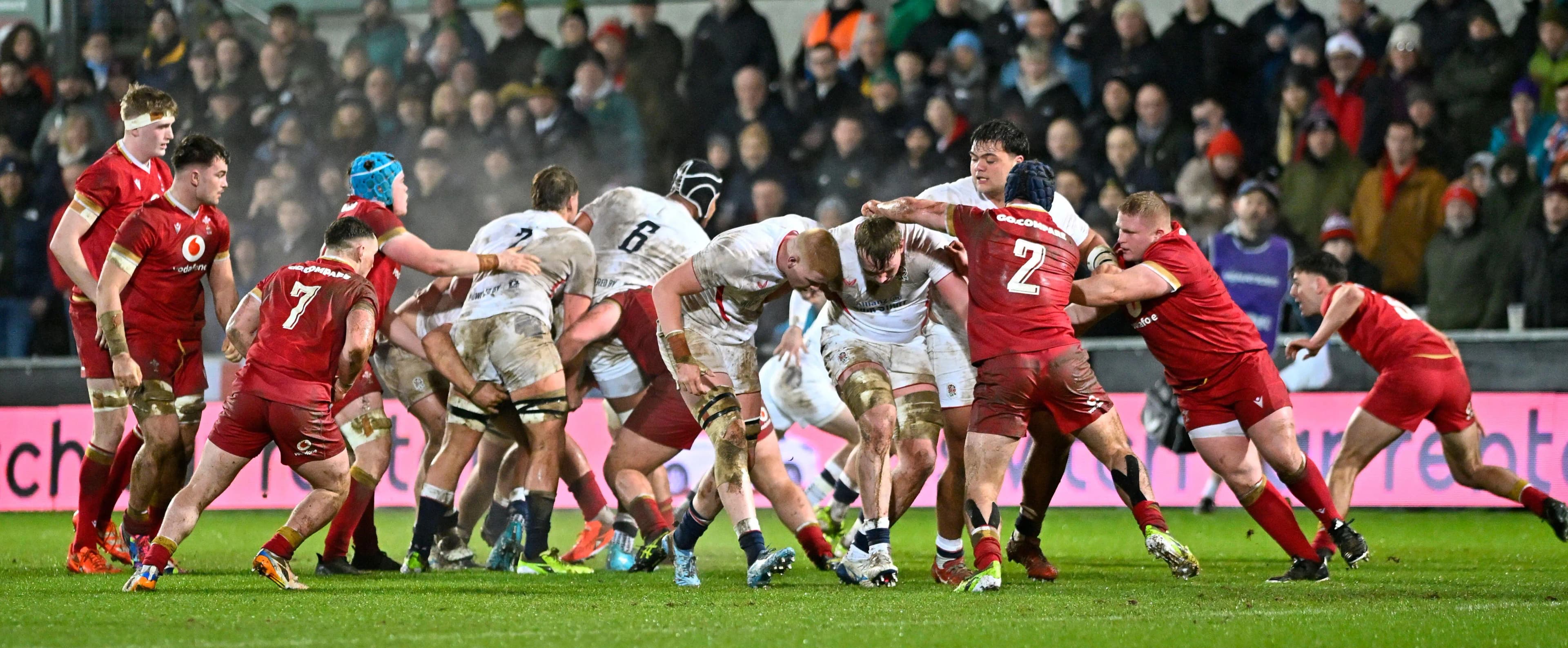 England U20 v Wales U20 at Cinch Stadium Franklin's Gardens. Pic. Alamy