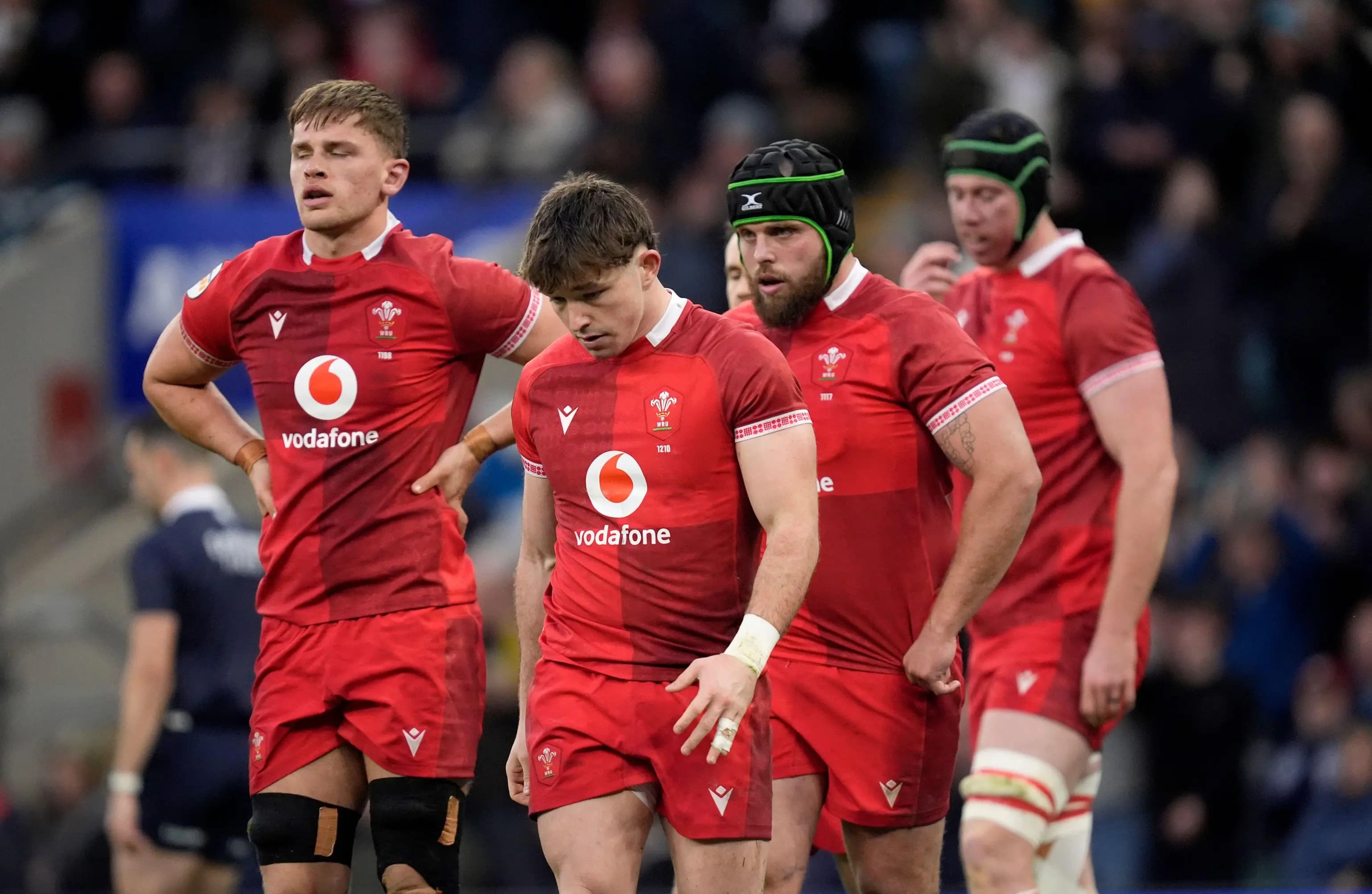 Wales players after conceding a try. Pic. Alamy