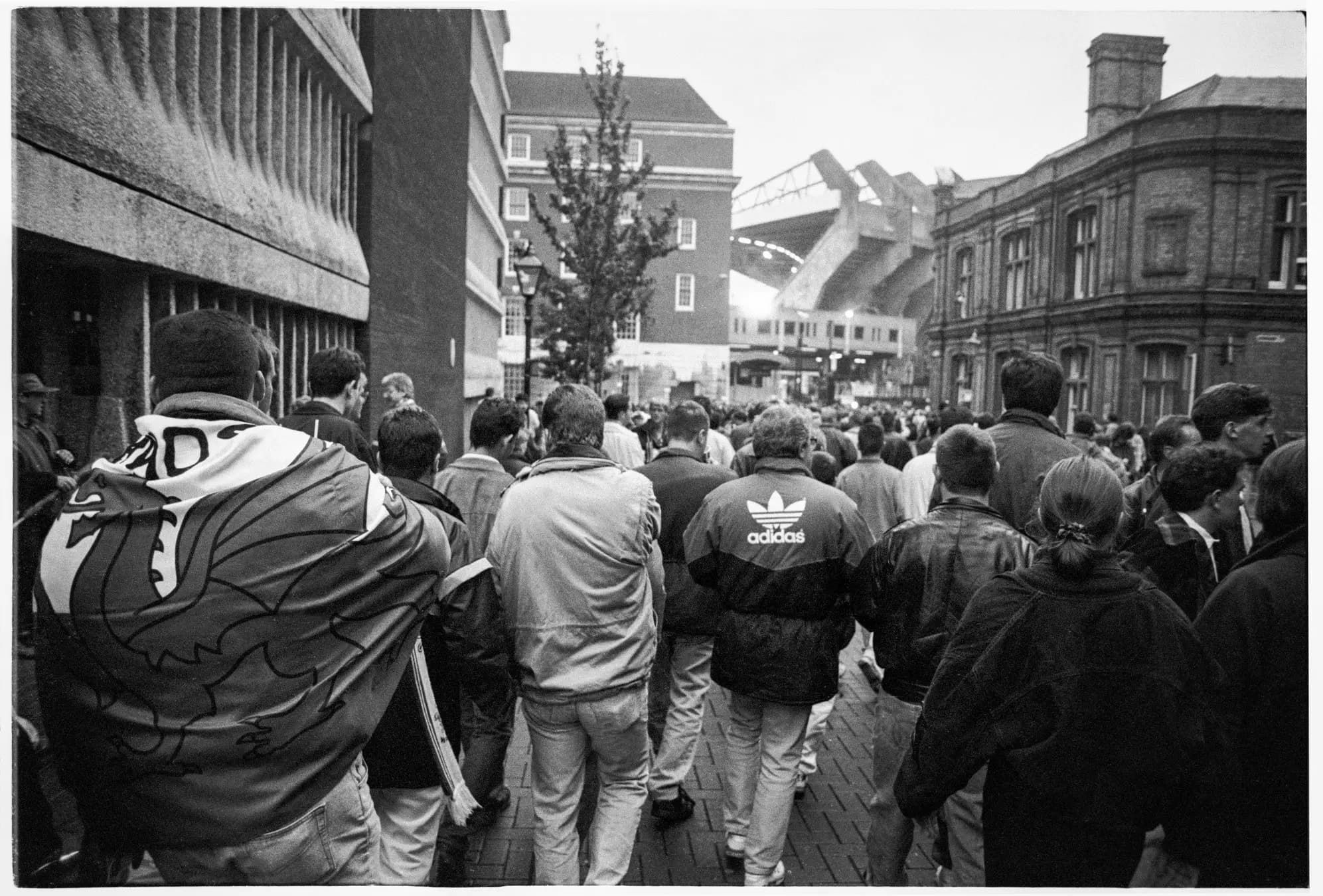 Welsh fans make their way to the old National Stadium in Cardiff. Pic: Alamy.