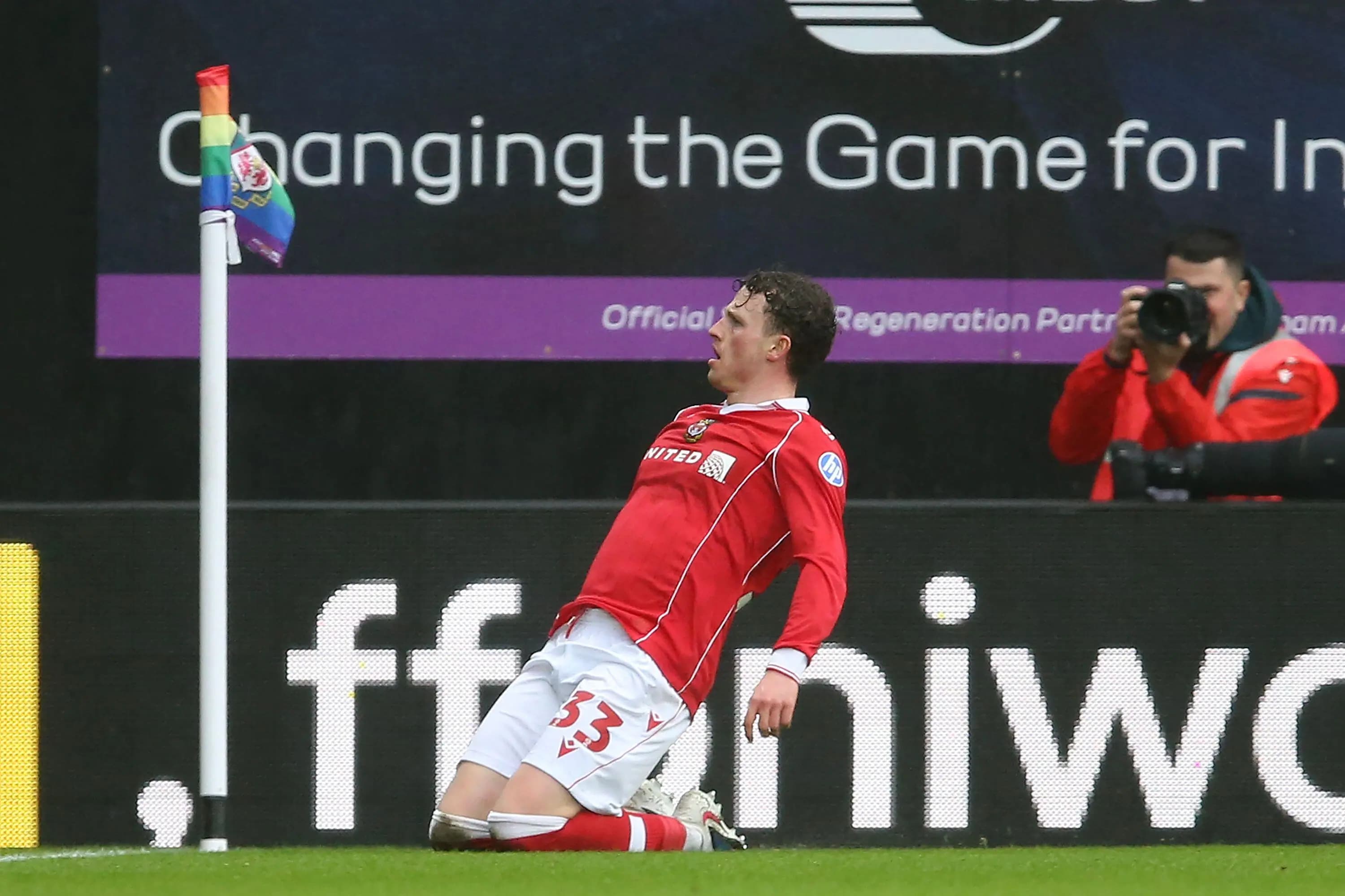 Wrexham's Nathan Broadhead celebrates. Pic: Alamy