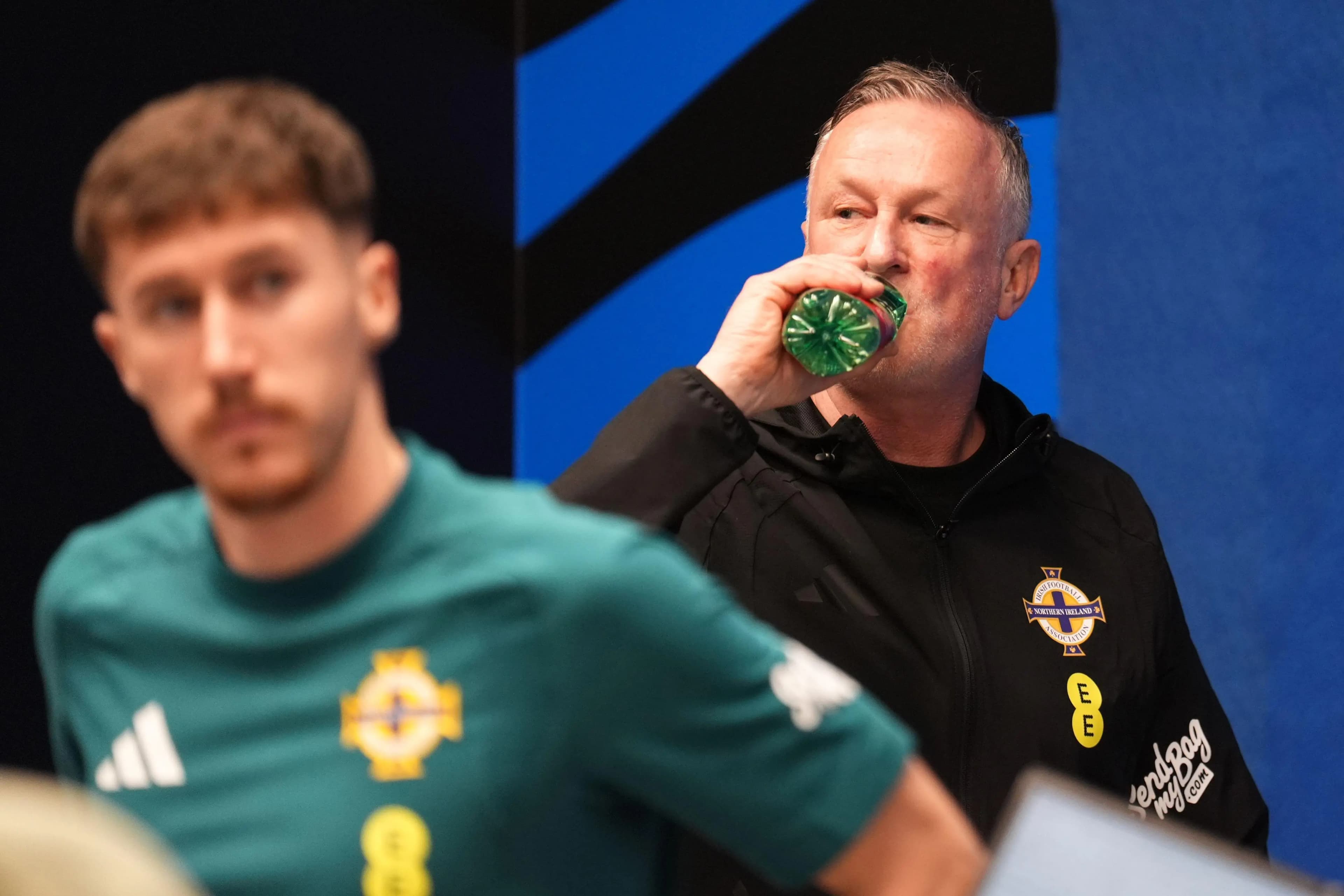 Northern Ireland manager Michael O'Neill with player Trai Hume. Pic: Alamy