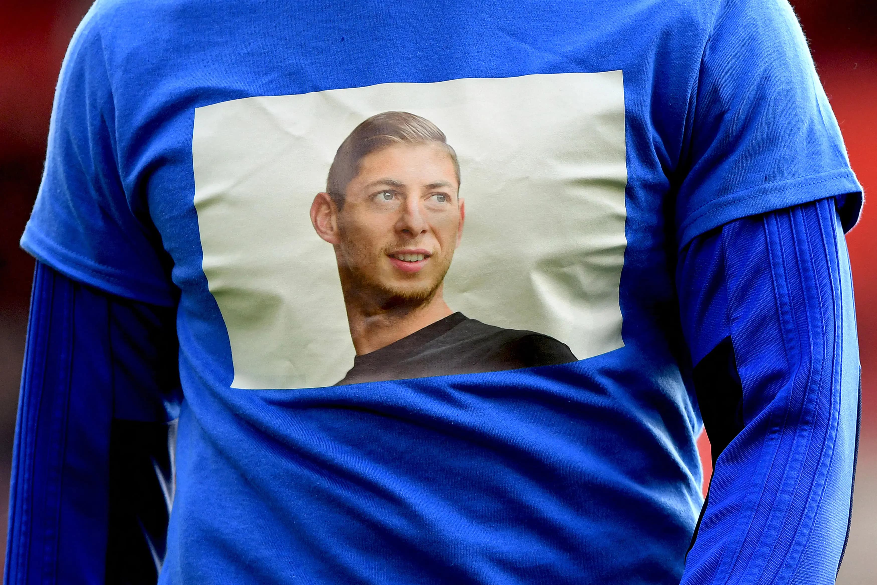 A shirt with an image of the late Emiliano Sala. Pic: Alamy.