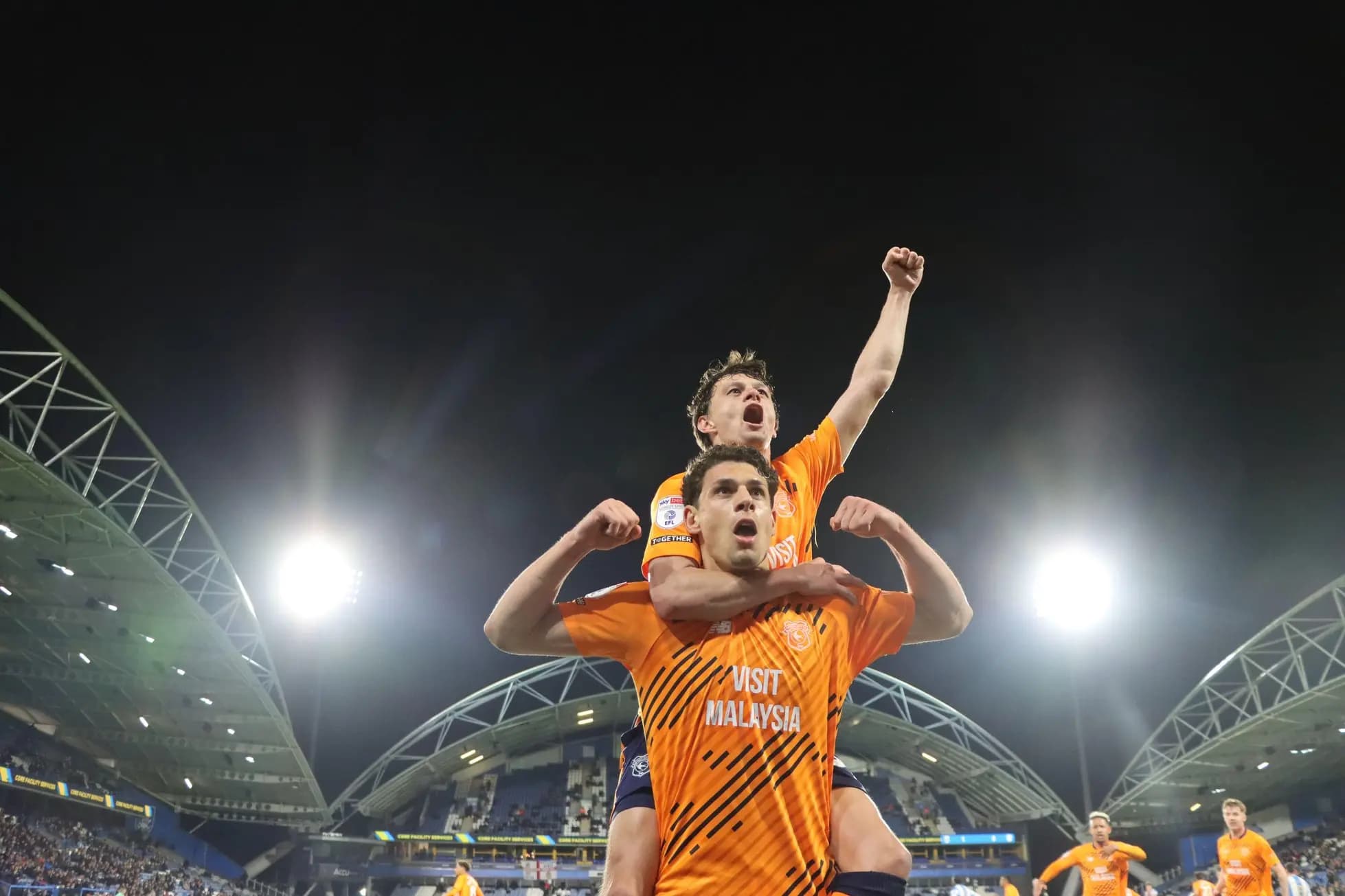 Yousef Salech scores late on for Cardiff City. Pic. Alamy