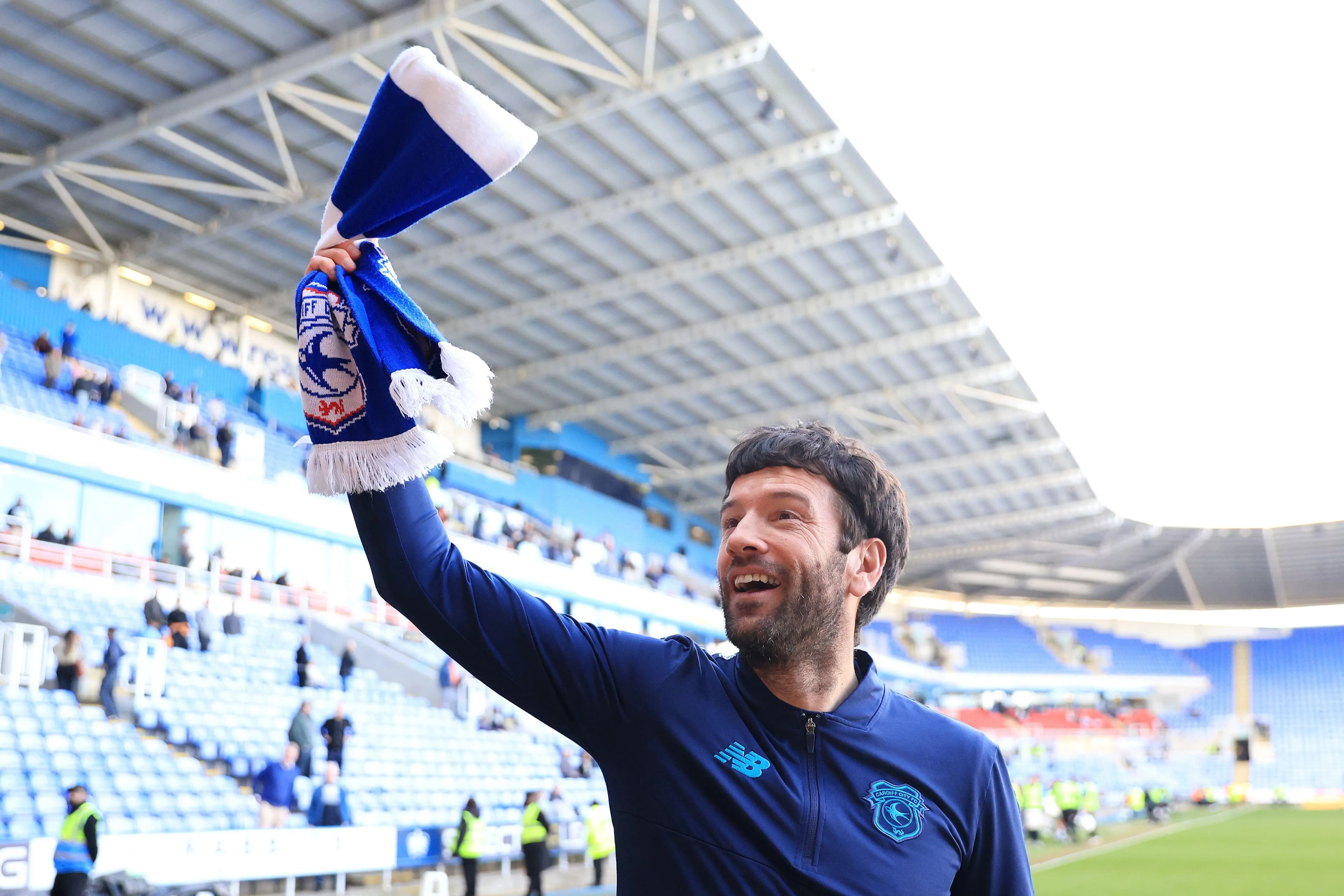 Cardiff City head coach Brian Barry-Murphy celebrates. Pic: Alamy