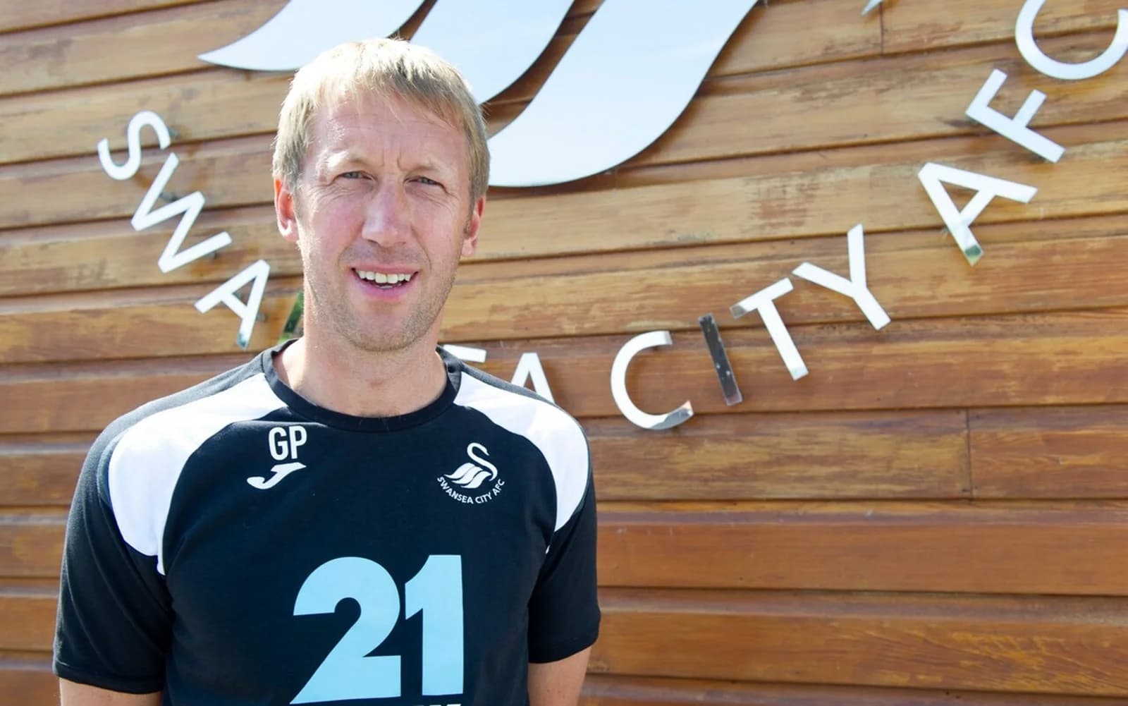 Graham Potter outside Swansea City AFC