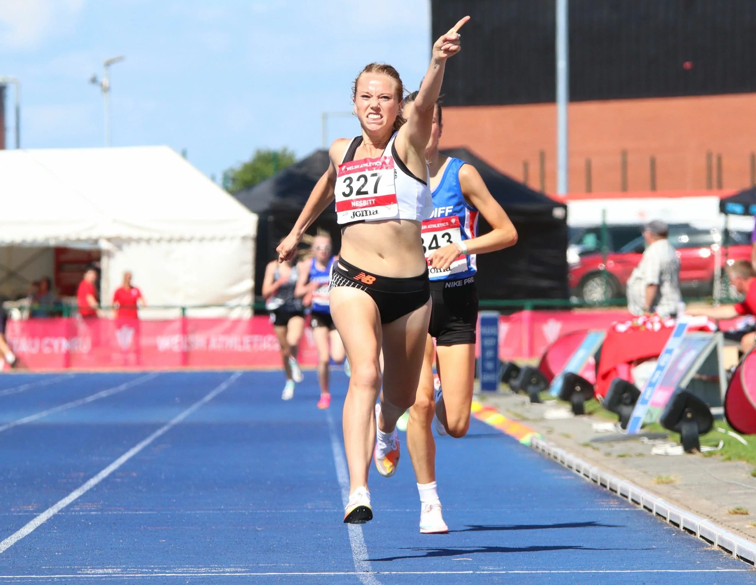 Jenny Nesbitt wins the women's 1500m. Pic: Owen Morgan
