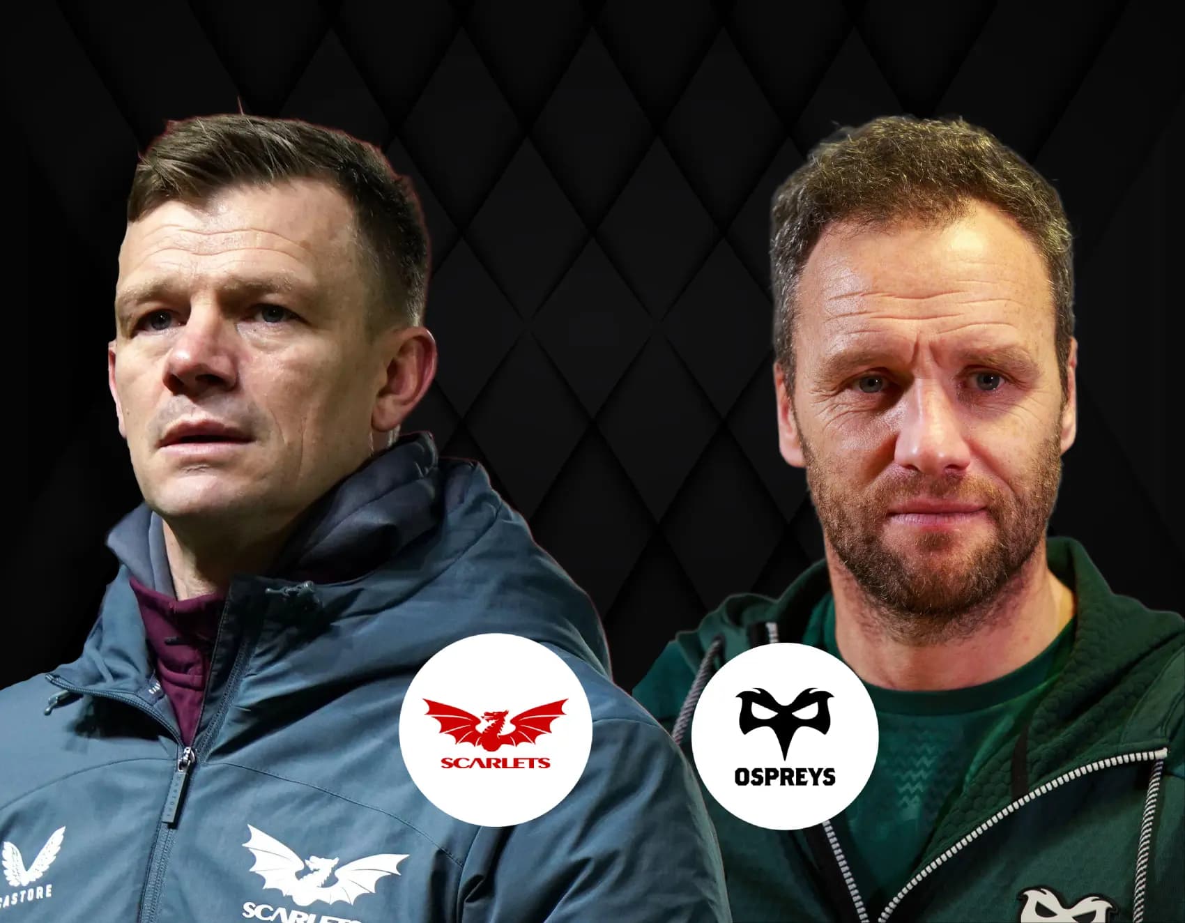 Dwayne Peel (left) of the Scarlets and Mark Jones of the Ospreys. Pic: Alamy