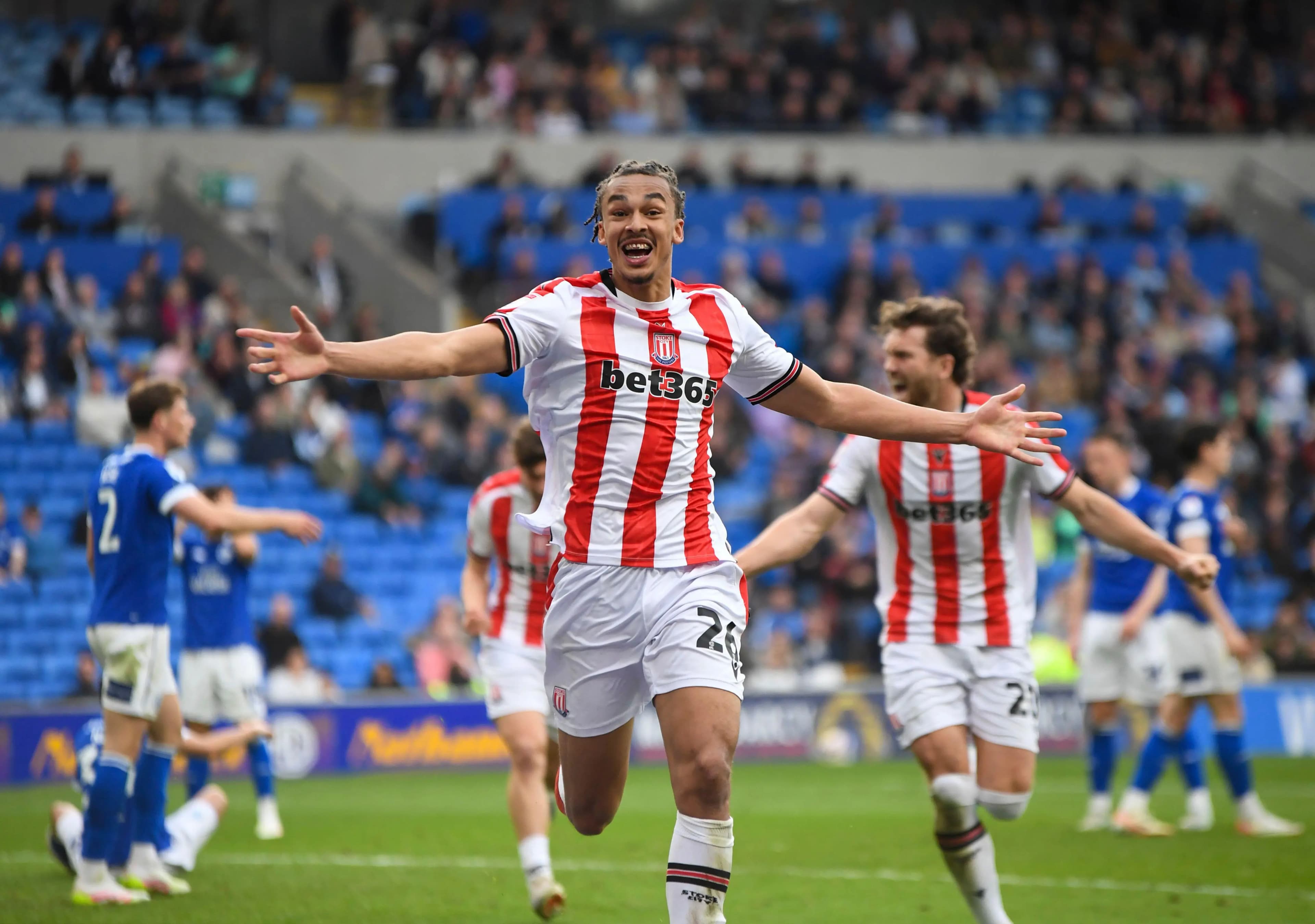 Ashley Phillips of Stoke celebrates Cardiff's own goal. Pic: Alamy