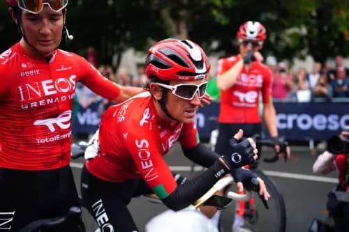 Geraint Thomas reacts to the final race of his professional career. Pic: Aamy