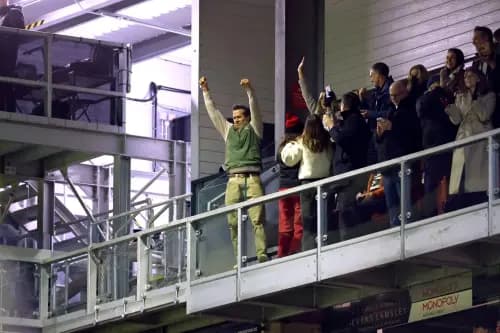 Wrexham owner Ryan Reynolds celebrates. Pic: Alamy.