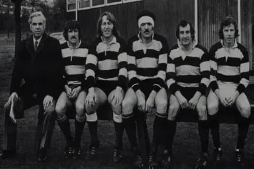 Bill Samuel with Welsh Lions Gerald Davies, JPR Williams, Mervyn Davies, Gareth Edwards and J.J. Williams.