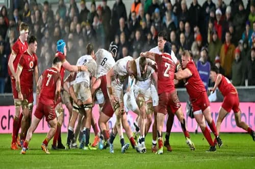 England U20 v Wales U20 at Cinch Stadium Franklin's Gardens. Pic. Alamy