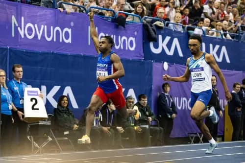 Jeremiah AZU of Cardiff Athletics. Pic. Alamy