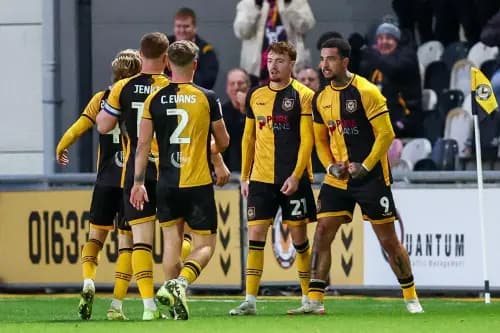 Newport County players. Pic. Alamy